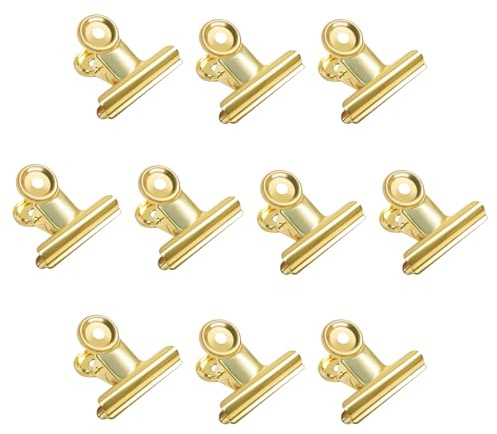 Coideal Clips de la carpeta, 10 Pack 2 pulgadas de acero inoxidable grandes Bulldog metal/papel de bisagra Clips abrazaderas para imágenes, Inicio de cocina, artículos de oficina 2 Inch - Gold Oro