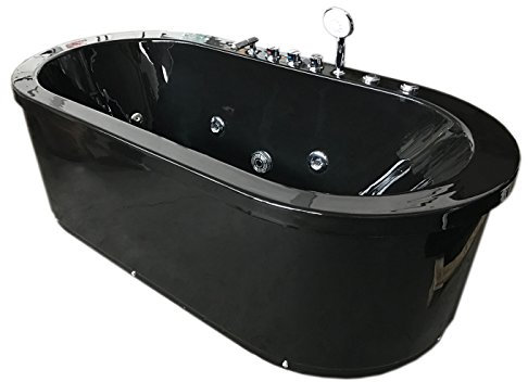 Whirlpool Bath TUB Acrylic Modern FREESTANDING Bath TUB Cancun 185 x 95 cm Black