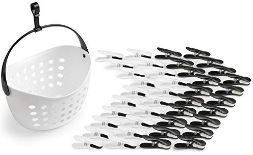 culiclean Wäscheklammern stabil ohne Abdruck Ecoline mit Wäscheklammernkorb 48 Stück mit Wäscheklammernkorb grün weiß/weiß grün Korb grün Henkel weiß Korb statt Beutel