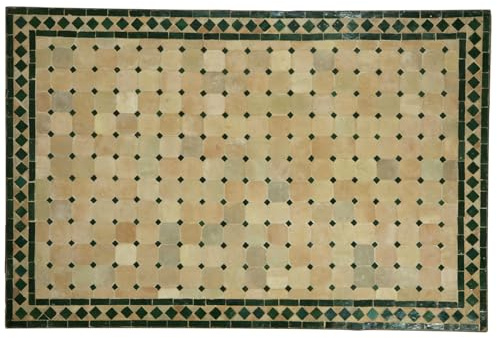Casa Moro Mosaiktisch 120x80 cm – Esstisch Fliesentisch Gartentisch Tisch Esszimmer Küche Wohnzimmer Zellige-Fliesen Marokko (Grün-Terracotta)