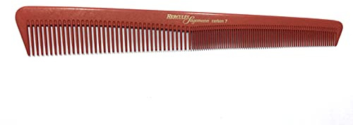 Hercules Sägemann HS C7 carbon 7 Profi Facon Haarschneidekamm rot Haarkamm (antistatisch) Carbonkamm mit 2 Zahnungen fein + grob, 7 Zoll, Facon-Haar-Kamm (7r)