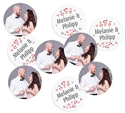 Herz & Heim® Foto-Konfetti mit Foto zur Hochzeit mit Namen der Liebenden - 440 Stück - ausgefallene Streudeko Herzchen