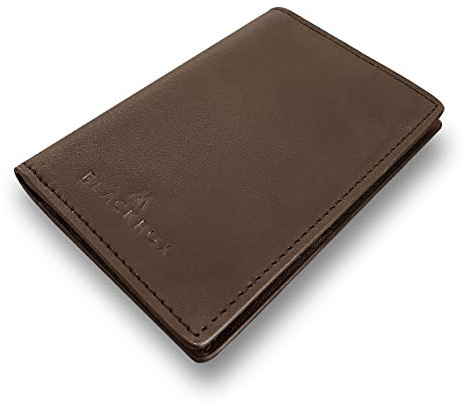 BLACKROX RFID-Blocker Kreditkartenetui aus Echtleder - Vergleichssieger Mini-Geldbörse für Herren und Damen - Smart Wallet mit Platz für bis zu 12 Karten - Braun