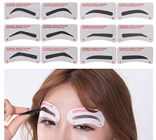 60 PCS Eyebrow Stencils 6 Styles Non-Woven Shaping Grooming Stencil Kit Eyebrow Drawing Guide Makeup Template DIY Tools For Beginners