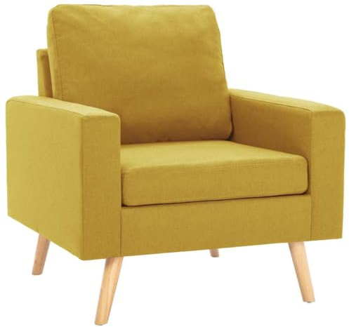 vidaXL Sessel Relaxsessel Sofa Polstersessel Einzelsofa Loungesessel Ruhesessel Fernsehsessel Stoffsofa Lounge Gelb Stoff Holzrahmen