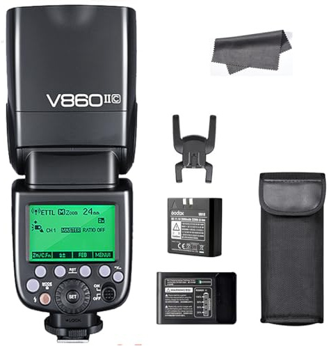 Godox V860II-C TTL Flash for Canon Camera, 2.4G GN60 Speedlite, HSS 1/8000s, 0.01-1.5s Recycle Time, 650 Full Power Flashes for Canon 1DX 5DMark III/II 6D 7D 60D 50D 40D 30D 650D 550D 500D 450D 4000D