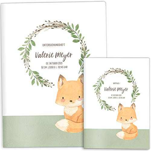 OLGS U-Heft und Impfpasshüllen Set | Cute Forest | Kinder Hüllen für Untersuchungsheft & Impfpass | Schöne Geschenkidee personalisierbar mit Namen und Geburtsdatum (U-Heft Set personalisiert)