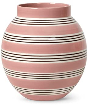 Kähler Vase H20.5 cm Omaggio Nuovo für Blumen mit handgemalte Streifen Altrosa