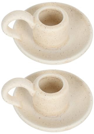 Keramik Kerzenhalter Stabkerzenhalter Vintage Kerzenleuchter: Weihnachten Kerzenst?nder Beige Desktop Ornament 2 St¨¹ Party Bankett Zuhause Restaurant Esszimmer Tischdekoration