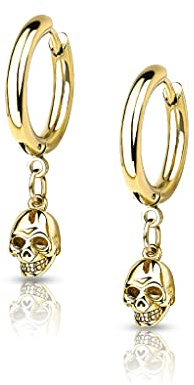 beyoutifulthings 1 Paar Damen Creolen Ohr-Hänger Totenkopf-Anhänger Ohr-ringe Ohr-stecker Ohringe Silber Gold Schwarz