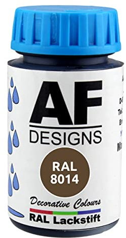 Alex Flittner Designs Pennarello Vernice RAL 8014 Marrone Sepia Opaco 50 ml per Legno, Metallo, Mobili, Bagno - Ritocco e Riparazione