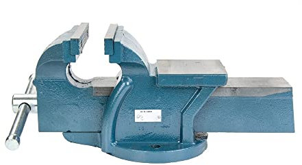 Steinbock Schraubstock | feststehend | 125 mm Backenbreite | HxBxT 146 x 134 x 333 mm | klemmbar | Sicheres Fixieren von Werkstücken | Tischschraubstock aus robustem Gusseisen