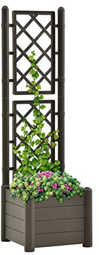 Keketa Pflanzkübel mit Spalier Blumenkasten mit Rankgitter Pflanzkasten für Kletterpflanzen Hochbeet mit Spalier Blumenkübel für Garten Balkon Terrasse 43x43x142 cm Anthrazit