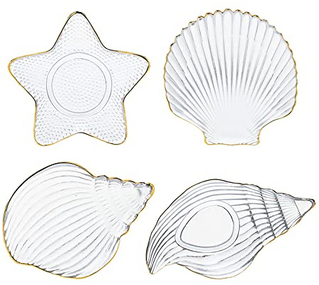 Glass Salad Plates, Dinner Plates, Pasta Dessert Trays for Appetizer, Sushi, Fruit (Set of 4 Pieces)