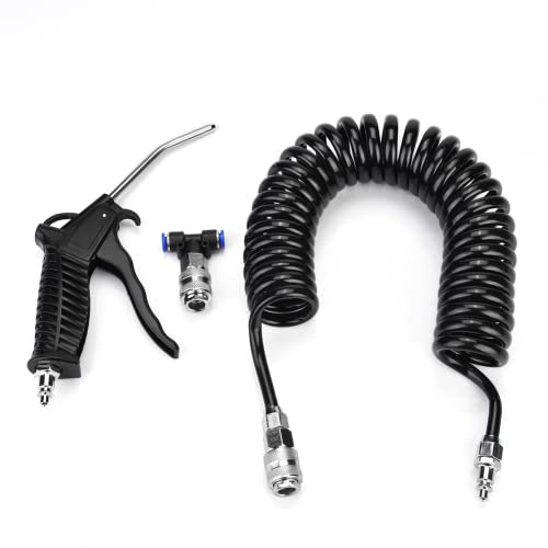 Air Duster Blaspistole Schwarzes Pneumatisches Luftpistolen-Lkw-Set Wind-Blowing-Kit-Set mit Kleinem Eu-Anschluss, Pu-Schlauch