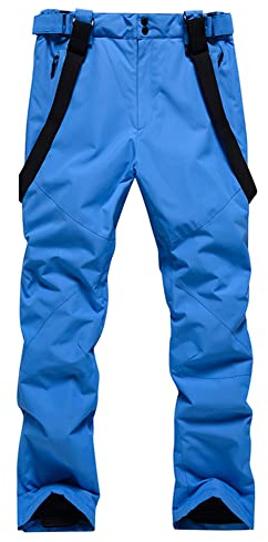 HOTIAN Pantalones de esquí para hombre, pantalones con tirantes, pantalones para exteriores, pantalones de snowboard de invierno, impermeables, cálidos, tirantes desmontables, pantalones de esquí de