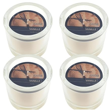 4 Duft Kerzen Flavour by Gala Kerze Duftkerze im Glas – Vanille – lange Brenndauer - Haushaltskerzen - Whisky-gläser - Advent - Weihnachten - Kerzen