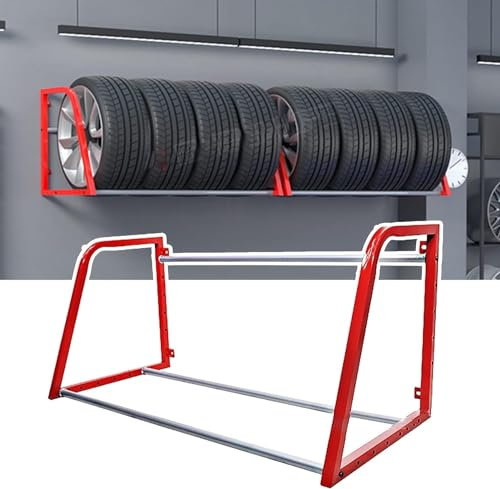 HACSYP Reifenregal, Reifen-Organizer aus Metall, an der Wand montiertes Reifenregal – Aufbewahrungshalter for Garage, Carport, for die Werkstatt auf dem Bauernhof
