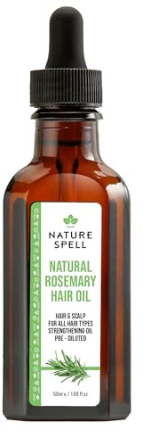 Nature Spell Rosemary Oil for Hair Growth, Pre-Diluted Scalp Oil, Stimulates Growth, Strengthens Dry and Damaged Strands, Nourishes Split Ends, Colour Safe, For All Hair Types, Vegan, 50 ml