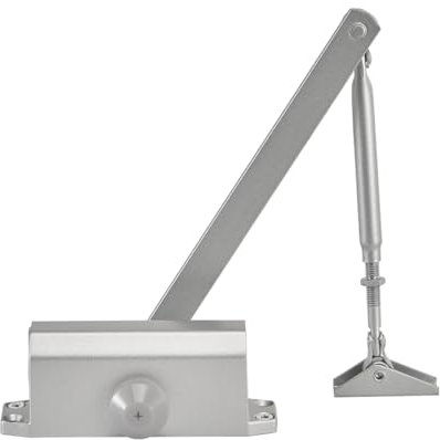 T&K Chiudiporta idraulico automatico regolabile, argento adatto per 40KG, Posizionamento a 90°, comando a due stadi, chiudiporta ammortizzato