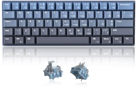 MageGee MK-STAR61 60% Mechanical Keyboard UK Layout, Hot-Swappable RGB Compact Wired Gaming Keyboard with 5-Sided Dyed Keycaps, Pre-Lubed Switches, EVA Silencer Foam, NKRO for Mac/Win (Gradient Blue)