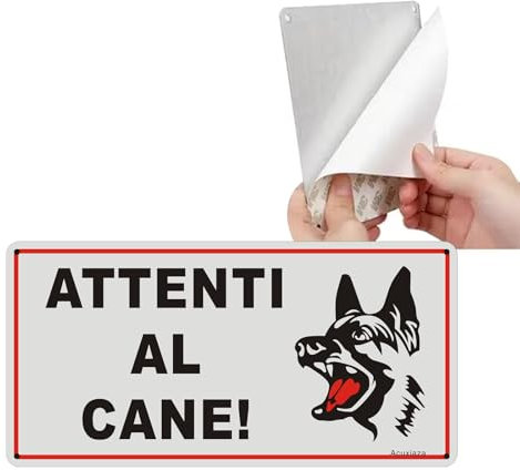 Acuxiaza 15 x 30 cm Cartello Attenti Al Cane 1 Pezzi Attenzione Al Cane Cartelli in Metallo Riflettente, Resistente UV, Impermeabile, Facile da installare, per Uso Interno o Esterno