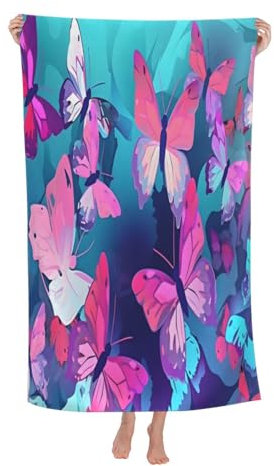 Mikrofaser Strandtuch Schmetterling Duschtücher Hautfreundlich Strandtücher Leicht Camping Handtuch, Für Wandern, Reise, Yoga, 80x130cm