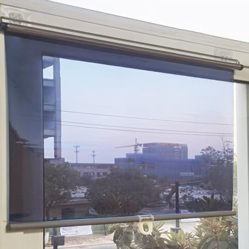 Rollos mit Saugnapf, einziehbare Sonnenschutzrollos, Sonnenschutz-Isoliervorhang, Rollos ohne Bohren, Verdunkelungsvorhang, tragbare Balkonvorhänge, blau (B130×H200cm/51×78.7in)