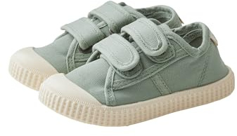 Sterntaler Sneaker tinta unita – Scarpe sportive per bambini in tela – Scarpe estive per bambini con suola antiscivolo – Scarpe unisex con chiusura in velcro, Verde pietra, 23 EU