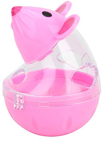 Juguete dispensador de comida para gatos con forma de ratón, para hábitos alimenticios lentos y juegos interactivos, rosa (PINK)