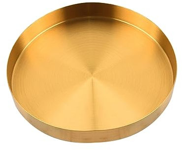 LABRIMP Plateau À Bijoux Rond En Acier Inoxydable Plateau De Rangement Argenté Pour Cosmétiques Plateaux Décoratifs Pour La Maison