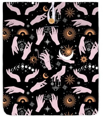 NICENEEDED Buchcover Mit Tarot Thema Buchhülle Mit Knopf Schwarzer Buchschutz wasserdichte Buchtasche Aufbewahrungstasche Für Taschenbücher