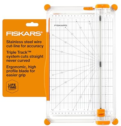 Fiskars Präzisions-Papierschneider, einfach, sicher und präzise für Bastelarbeiten, Geschenke, Karten und mehr, schneidet Immer gerade