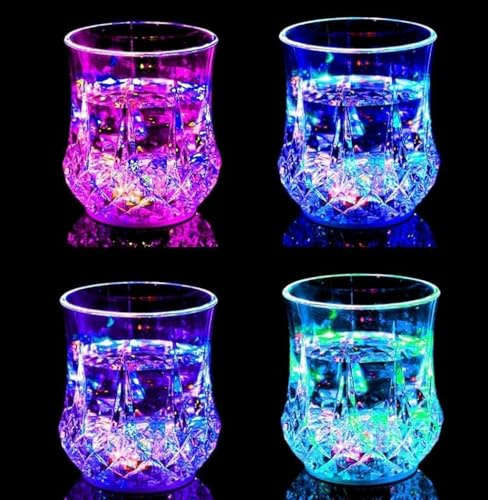 3pcs/4pcs Coupe Lumineux à LED Multicolores 200ml Verre à Boire Lumineux Changeant de Couleur Gobelet Lumineux Automatique Cadeau Noël Anniversaire idéal pour Whisky Discothèque Bar Clubbing (4pcs)
