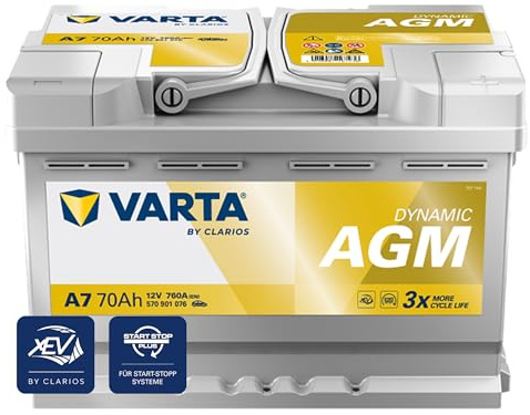 VARTA Automotive DYNAMIC AGM (A7) 12V 70Ah 760A - Batteria auto al piombo-acido per sistemi start-stop e xEV - Batteria di avviamento per fabbisogno energetico più elevato - senza manutenzione