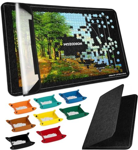 MOZOOSON Tapis Puzzle 2000 Pieces Pliable, Plateau Puzzle Portable, Surface Antidérapante, Rangement Jigsaw avec 8 Trieur