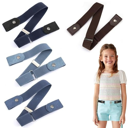 ZWWOGE 4 Stück Elastischer Kindergürtel Ohne Schnalle, Unisex, 45–72 cm, Für Jungen Mädchen & Teenager, Perfekt Für Schuluniform, Jeans & Outdoor-Aktivitäten