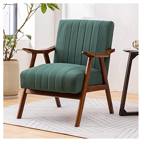 Green Upholstered Accent Armchair with Wood Frame and Technology Cloth Cushion Modern Sofa Chair for Living Room Office Bedroom Padded Reading and Lounge Chair