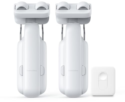 SwitchBot Abridor de Cortinas Eléctrico para Barras, Curtain Rod 3 2025 Set con 2 Motores y 1 Control Remoto, Control Bluetooth y App, Motor Silencioso Potente, Compatible con Matter (Hub requerido)