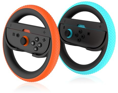 JCMO Switch 2 Joycon Steering Wheel,Racing Wheels for Mario Kart Wolrd & 8 Deluxe,Realistic Racing Experience,Steering Wheel for Nintendo Switch 2 (2025) Accessories (Orange & Blue)