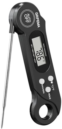 GRIFEMA GA2801 Foldable Kitchen Thermometer, Digital Food Thermometer for Grilling, Baking and Home Cooking, Black