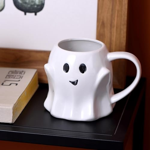 Taza de café fantasma, taza de cerámica fantasma de Halloween, bonita taza de fantasmas de dibujos animados, tazas de té con forma de fantasmas blancos, regalo novedoso de Halloween para niños, amigos