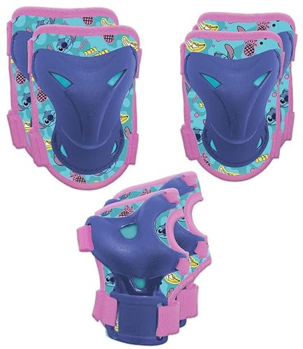 sarcia.eu DISNEY Stitch PROTEZIONI per bambini per biciclette, monopattini - SET ginocchia, gomiti, polsi (C)