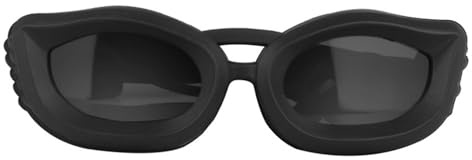 Hundebrille, Retro Hundebrille Kleine Hundebrille, UV-beständige, Winddichte Hundesonnenbrille mit verstellbarem Riemen, for Reisen im Freien und Motorrad(Black-Grey)