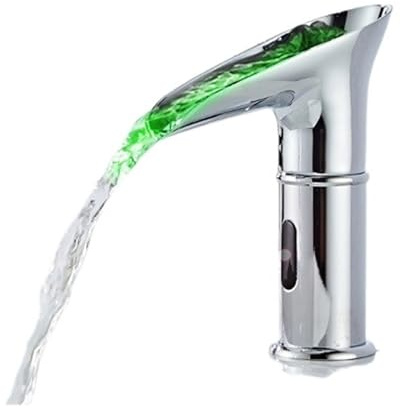 Sensor LED-kran – badrum handfat beröringsfri blandkran krom (DC)