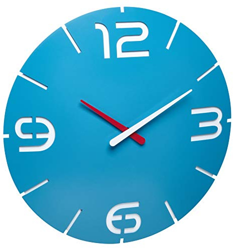 TFA Dostmann Contour Design Funk-Wanduhr, Funkuhr, Wanduhr, groß, himmelblau/weiß, 60.3536.14