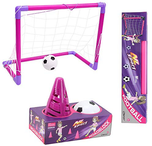 Quickdraw Fußball-Trainingsset für Mädchen, Rosa, 4 Kegel, Tor 80 x 60 cm & Mini-Fähigkeitsball