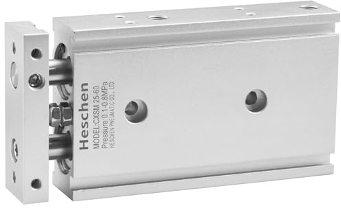 Heschen Doppelter Aluminium-Luftzylinder, CXSM 25-60, Führungsstangen-Platte, Doppelstabgeführt, Pneumatisches Gleitlager, Gepolstert, 25mm Bohrung, 60mm Hub, Doppelt Wirkend