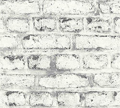 A.S. Création Vliestapete Il Decoro Tapete in Vintage Backstein Optik Industrial Loft Style 10,05 m x 0,53 m grau weiß Made in Germany 362802 36280-2