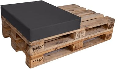 TexDeko Halbes Palettenkissen 60x80x12cm Loungekissen wasserabweisend waschbar Palettenpolster Made in EU (Anthrazit)